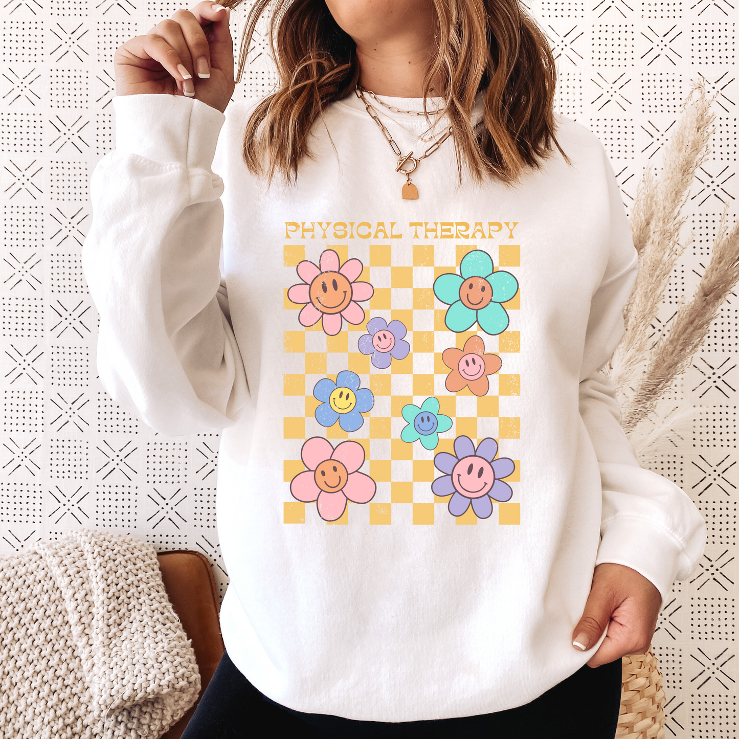 PT Distressed Retro Daisy Crewneck Sweatshirt