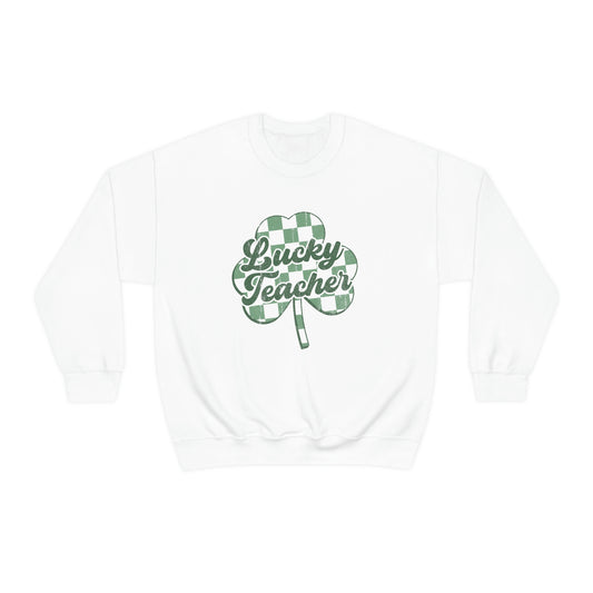 Lucky Teacher Distressed Crewneck Sweatshirt