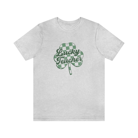 Lucky Teacher Distressed Jersey T-Shirt