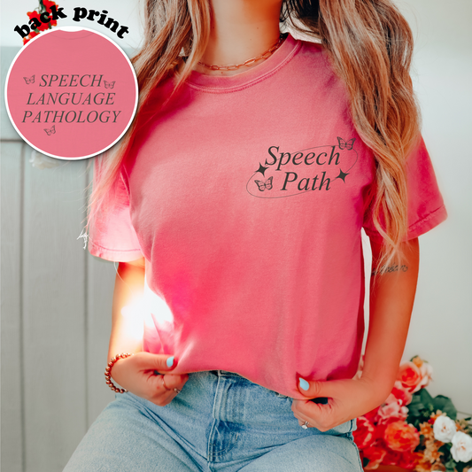 Speech Path Butterflies Comfort Colors T-Shirt | Front and Back Print