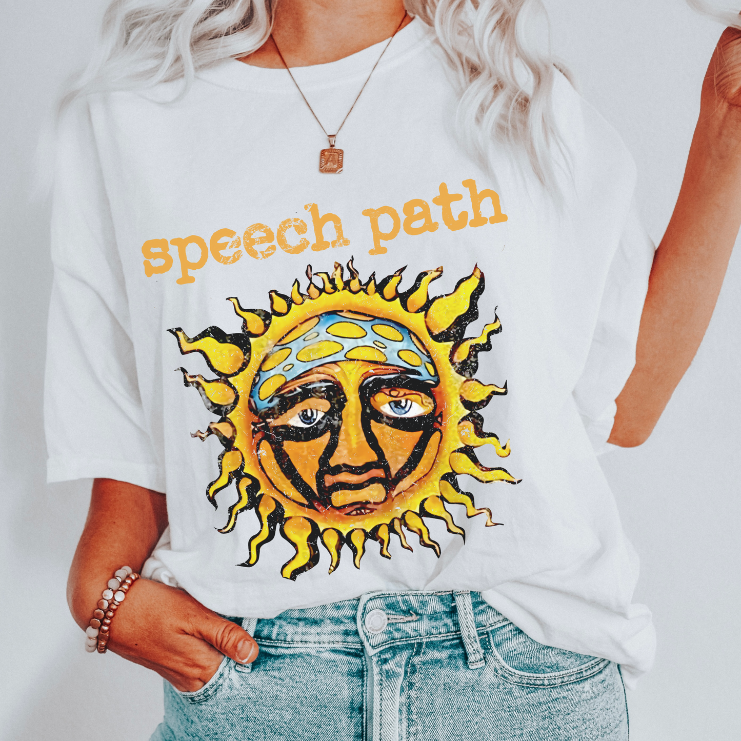 Speech Path Distressed Sun Band-Inspired Comfort Colors T-Shirt