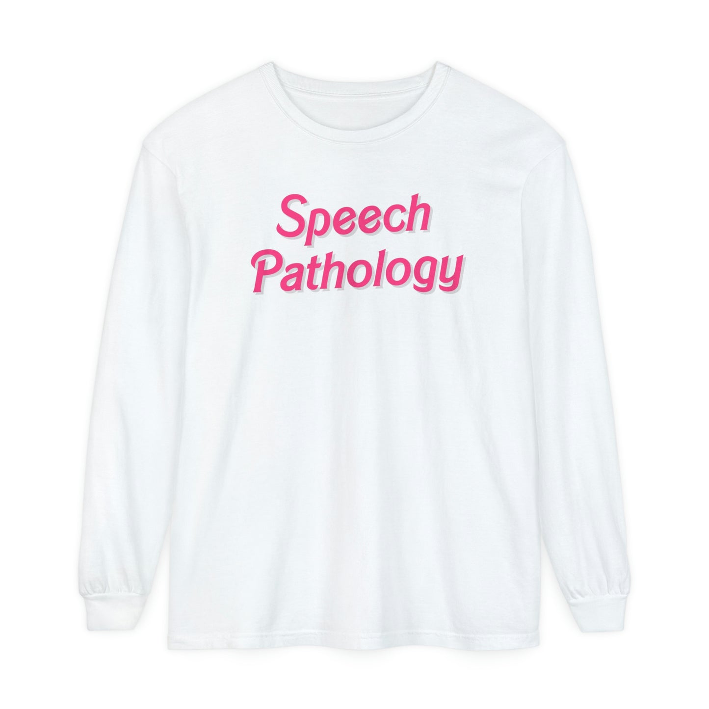 Pink Speech Pathology Long Sleeve Comfort Colors T-Shirt
