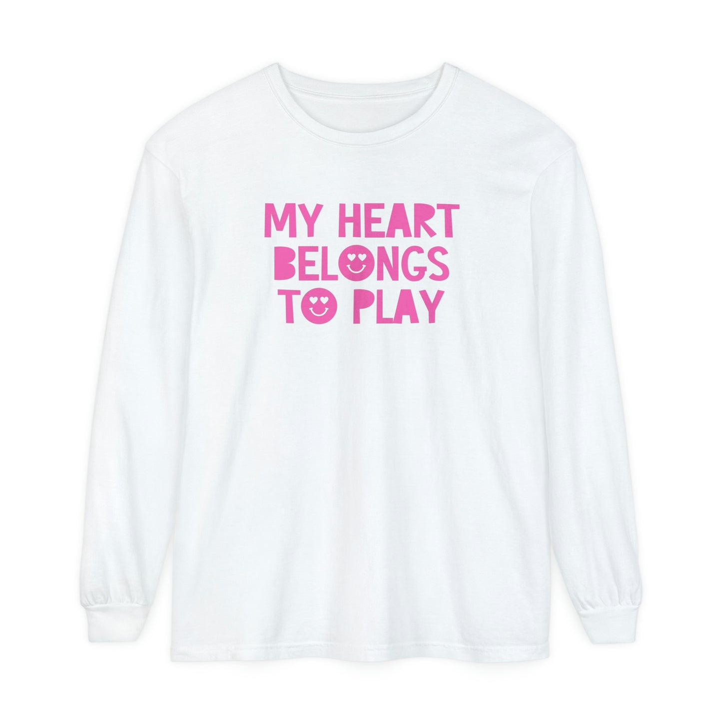 My Heart Belongs to Play Long Sleeve Comfort Colors T-Shirt