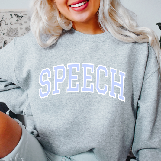 Speech Collegiate Style Crewneck Sweatshirt | Periwinkle Font