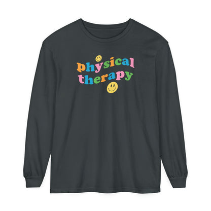 Physical Therapy Wavy Long Sleeve Comfort Colors T-Shirt