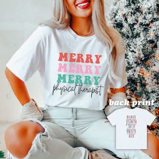 Merry Physical Therapist Comfort Colors T-Shirt | Front and Back Print