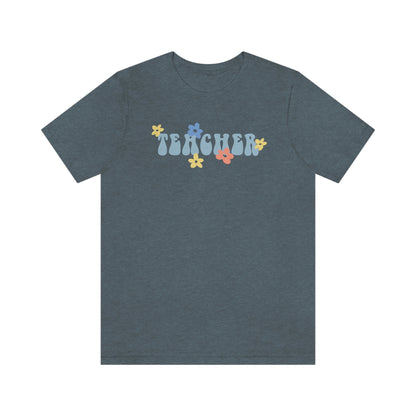 Teacher Retro Flower Jersey T-Shirt
