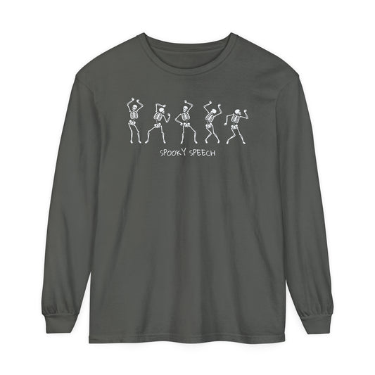 Spooky Speech Skeletons Long Sleeve Comfort Colors T-Shirt