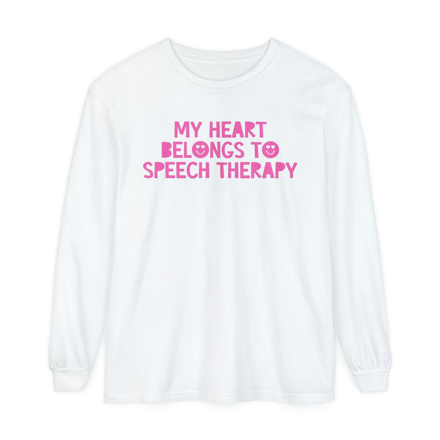 My Heart Belongs to Speech Therapy Long Sleeve Comfort Colors T-Shirt