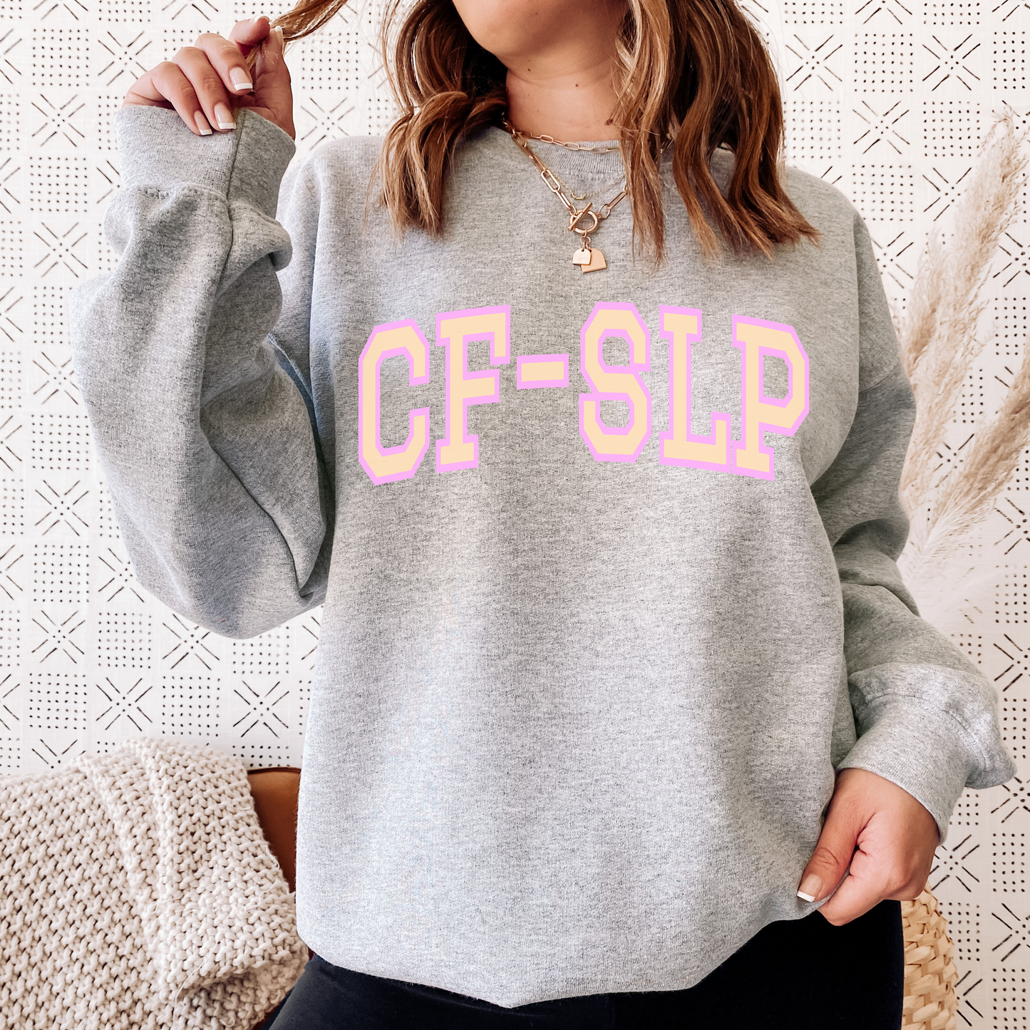 CF-SLP Collegiate Font Sweatshirt | Pink and Orange Font