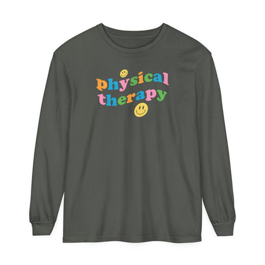 Physical Therapy Wavy Long Sleeve Comfort Colors T-Shirt