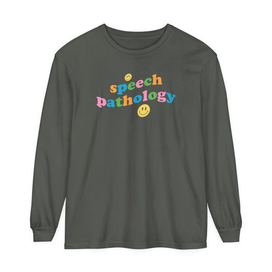 Speech Pathology Wavy Long Sleeve Comfort Colors T-Shirt