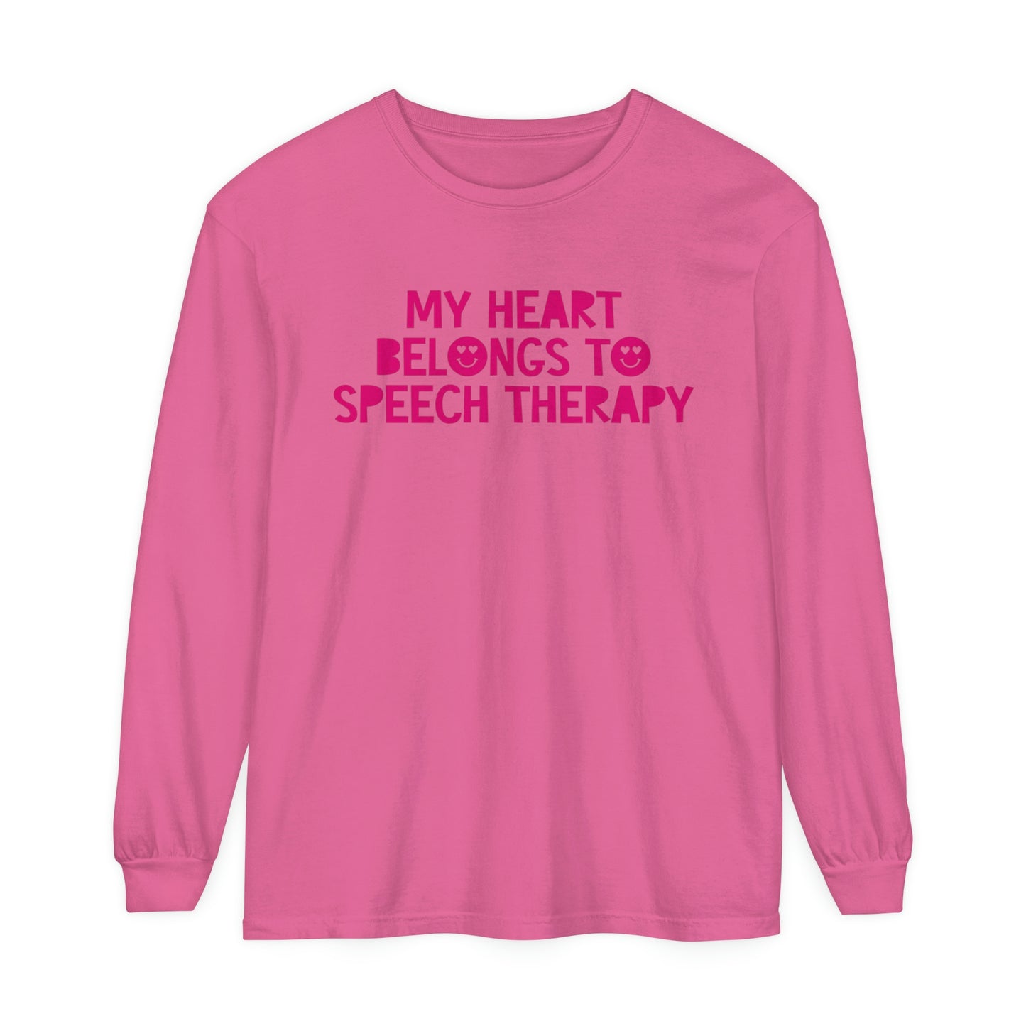 My Heart Belongs to Speech Therapy Long Sleeve Comfort Colors T-Shirt