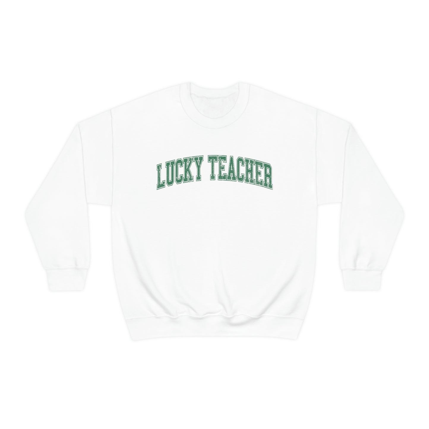 Lucky Teacher Distressed Crewneck Sweatshirt