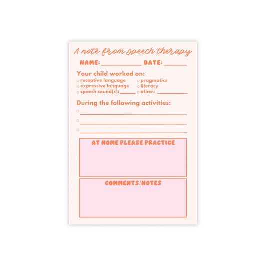 Speech-Language Session Post-it® Note Pads 4 x 6