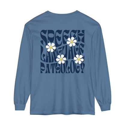 Speech Retro Daisy Long Sleeve Comfort Colors T-shirt