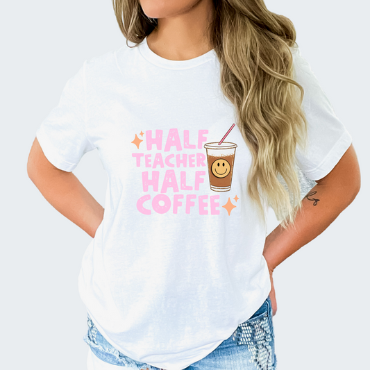 Half Teacher Half Coffee Jersey T-Shirt
