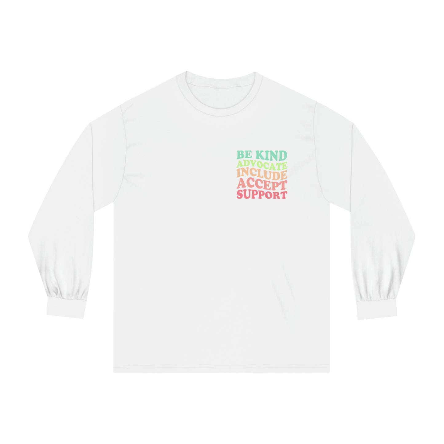 Inclusion Rainbow Long Sleeve T-Shirt | Front and Back Print