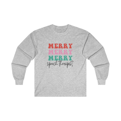 Merry Speech Therapist Long Sleeve T-Shirt | Front and Back Print