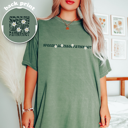 Speech Retro Daisy Comfort Colors T-Shirt | Front and Back Print
