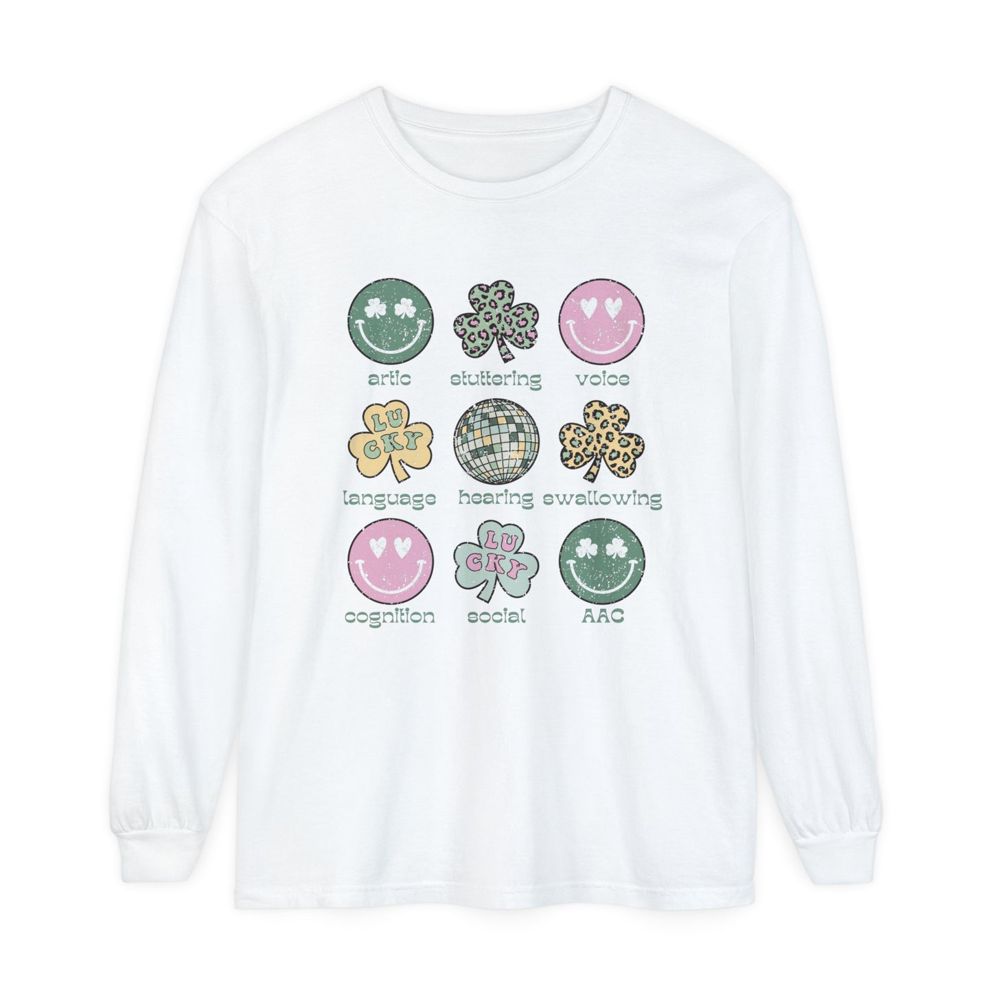 St. Patrick's Speech Scope Distressed Long Sleeve Comfort Colors T-Shirt