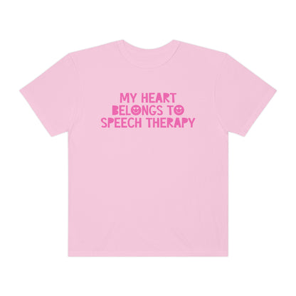 My Heart Belongs to Speech Therapy Tonal Comfort Colors T-Shirt