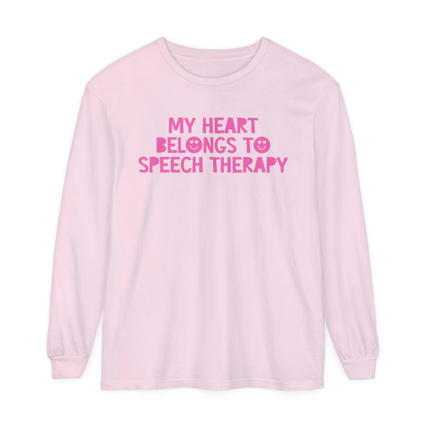 My Heart Belongs to Speech Therapy Long Sleeve Comfort Colors T-Shirt