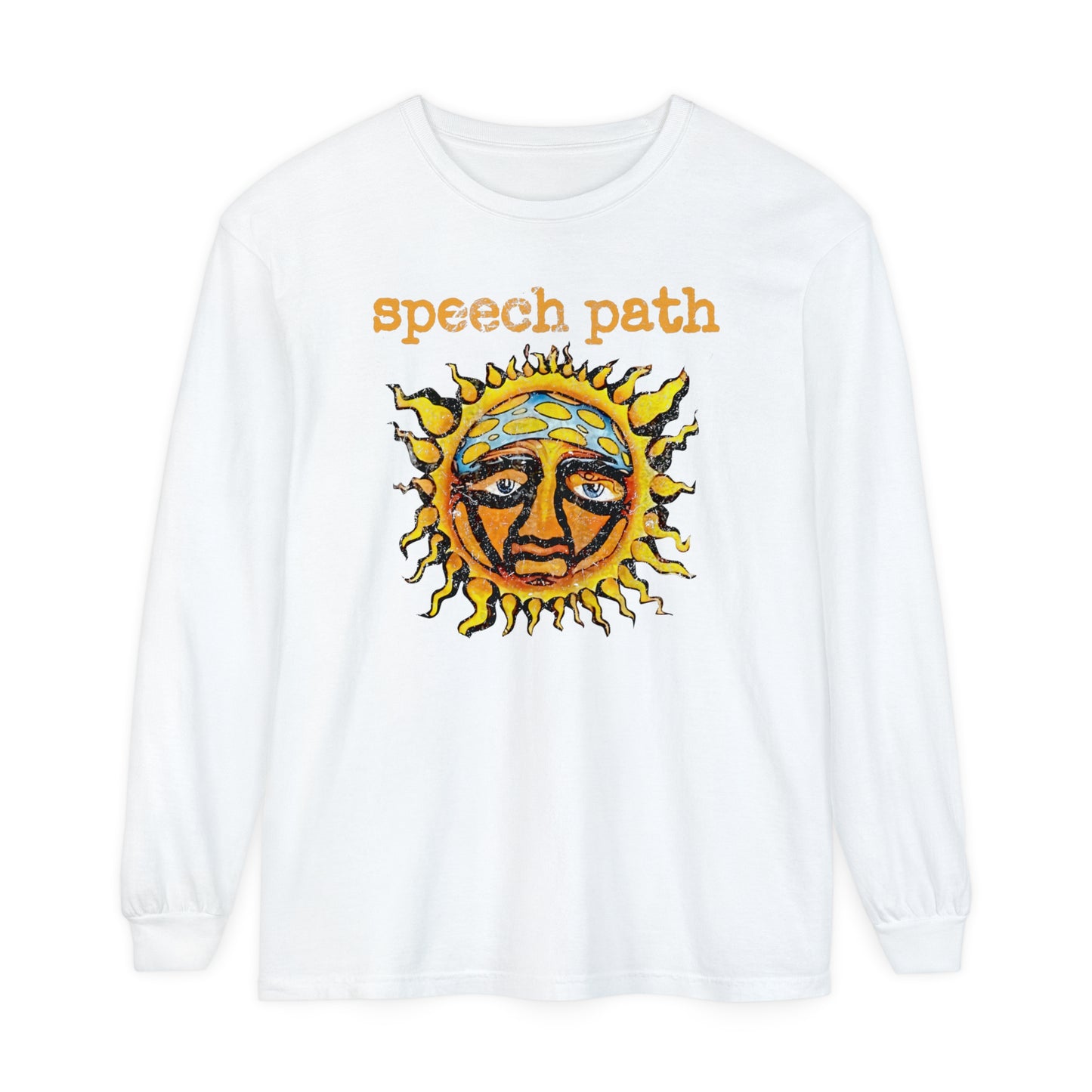 Speech Path Distressed Sun Band-Inspired Long Sleeve Comfort Colors T-Shirt