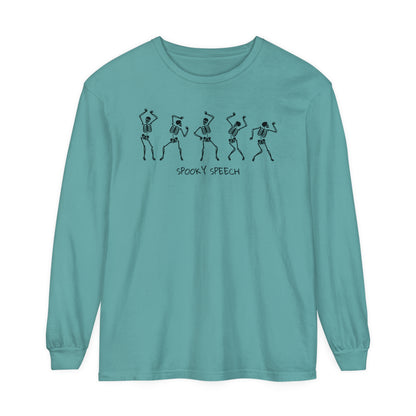 Spooky Speech Skeletons Long Sleeve Comfort Colors T-Shirt