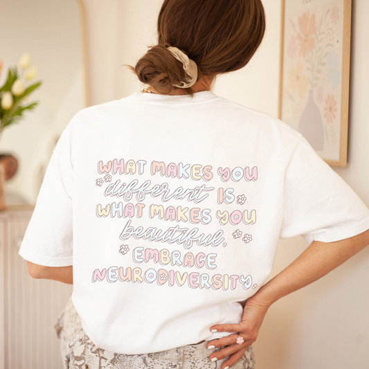 Embrace Neurodiversity Comfort Colors T-Shirt | Front and Back Print