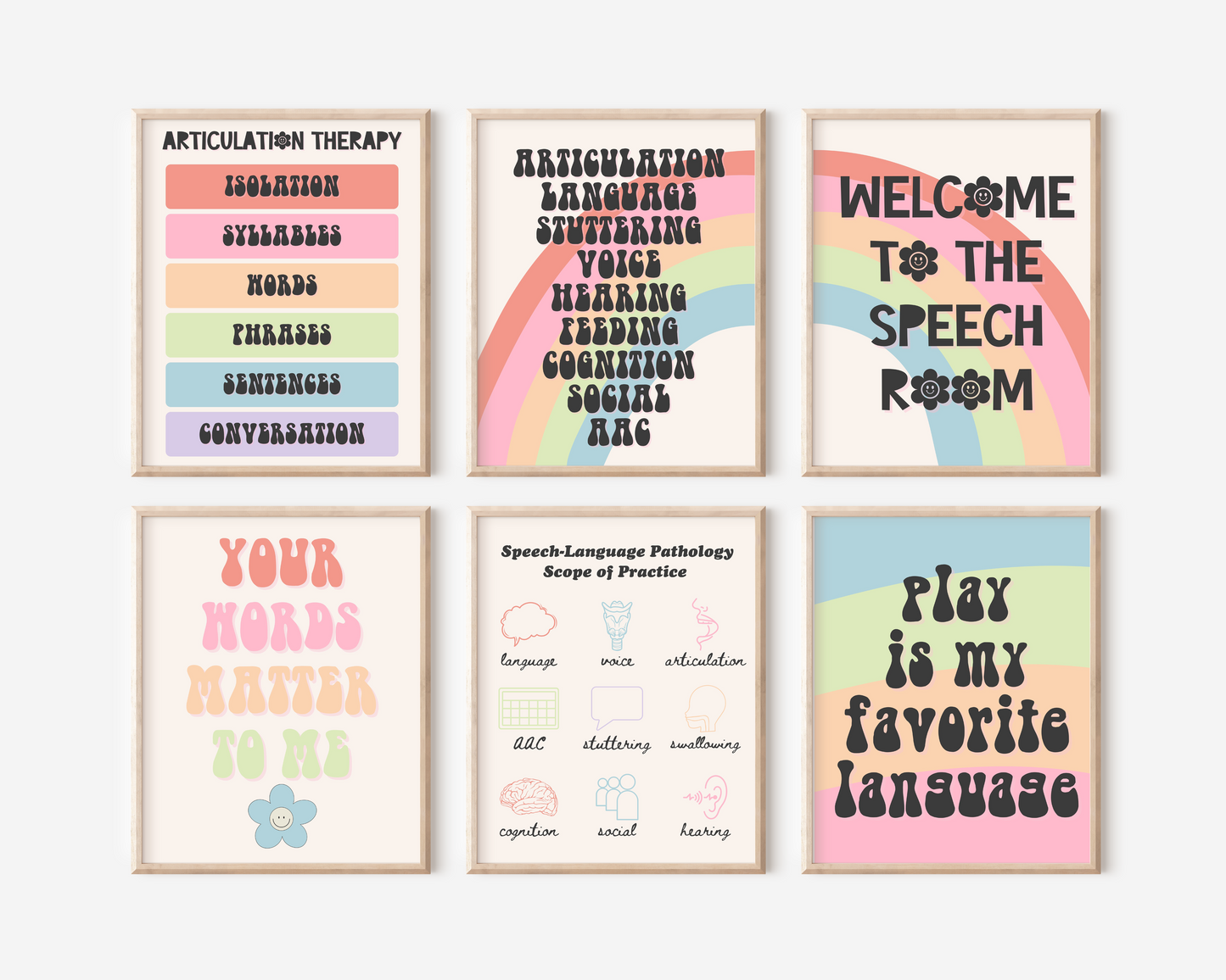 Speech Room Groovy Set of 9 Digital Prints