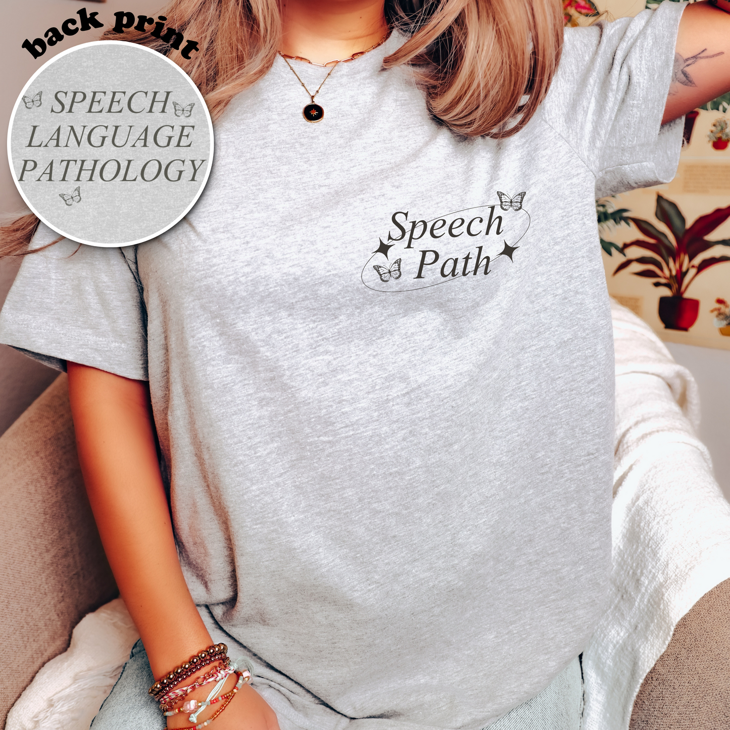 Speech Path Butterflies Jersey T-Shirt | Front and Back Print