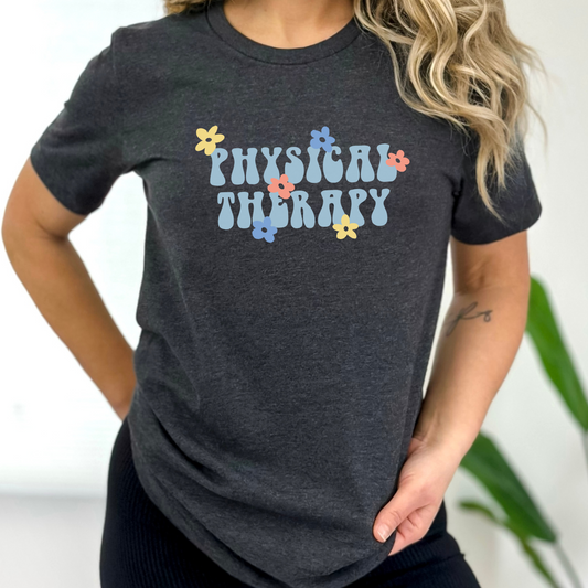 Physical Therapy Retro Flower Jersey T-Shirt