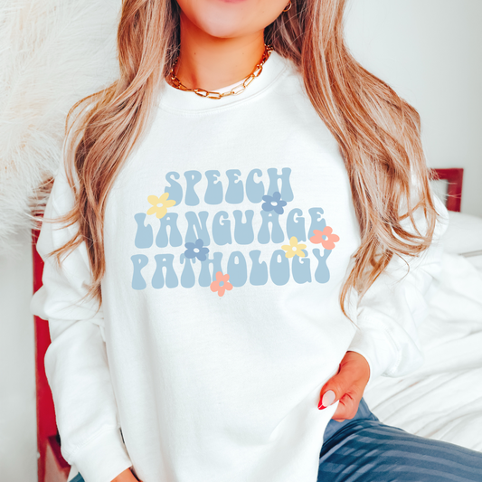 Speech Pathology Retro Flower Crewneck Sweatshirt