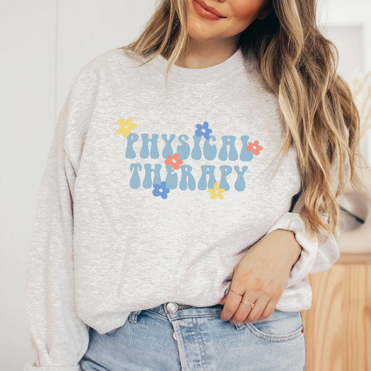 Physical Therapy Retro Flower Crewneck Sweatshirt