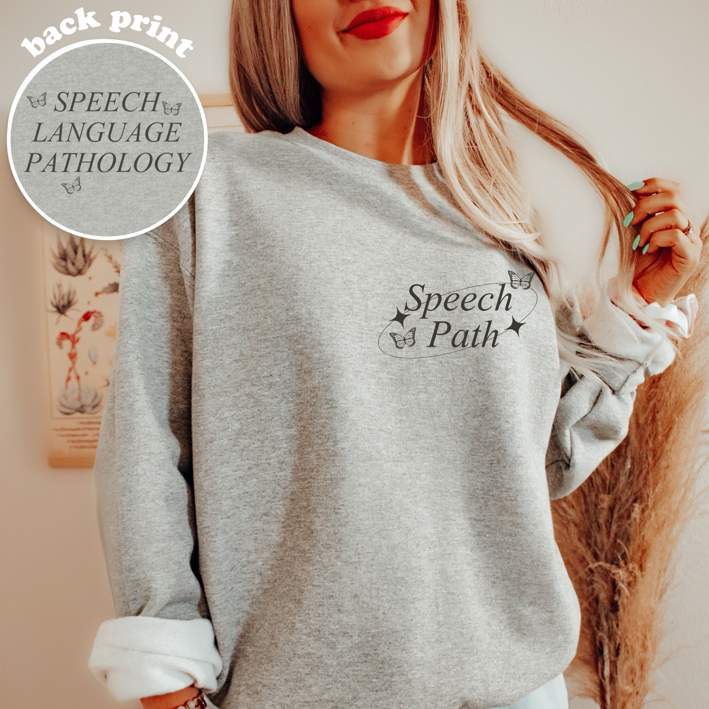 Speech Path Butterflies Crewneck Sweatshirt | Front and Back Print