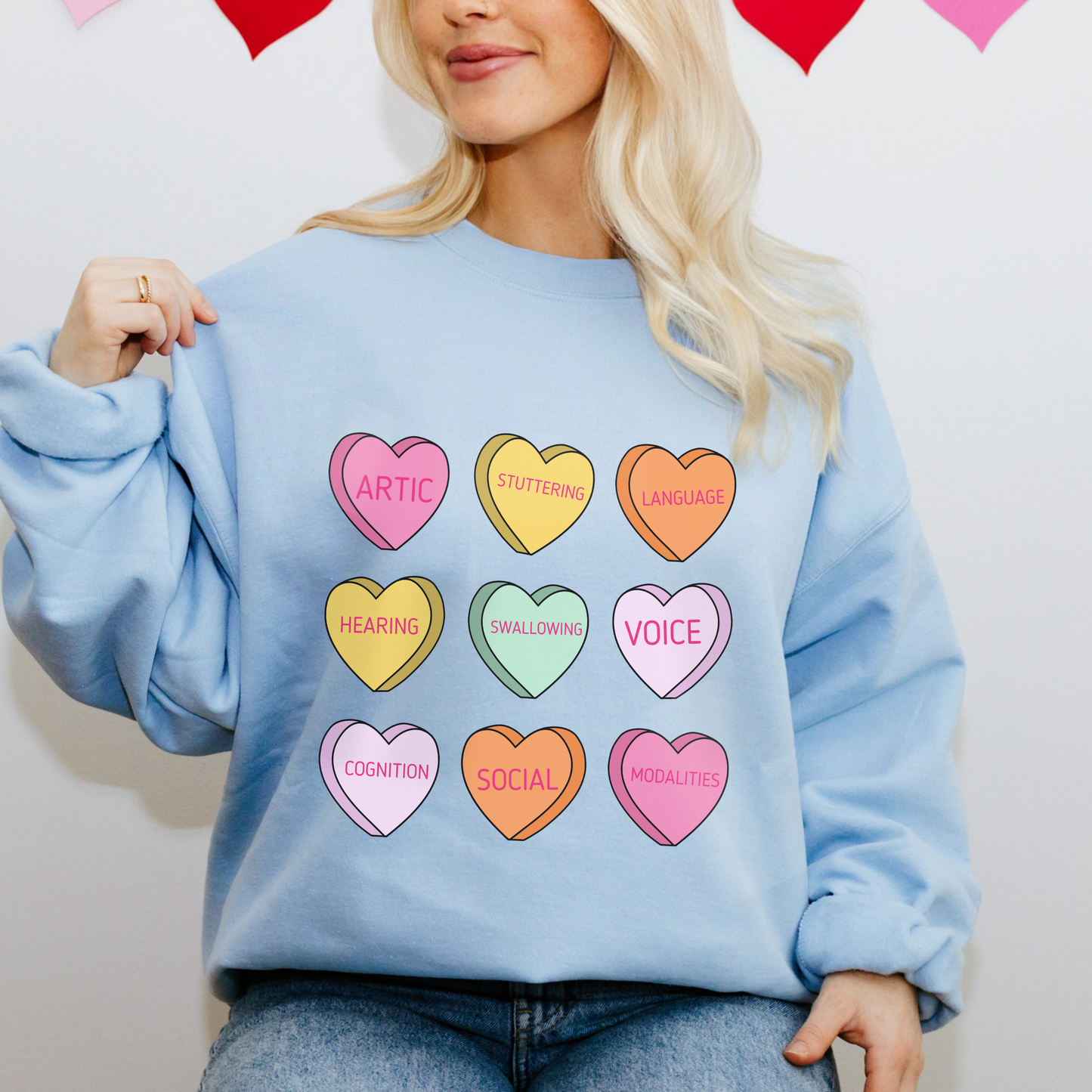 Candy Hearts Speech Scope Crewneck Sweatshirt