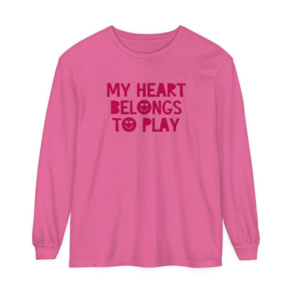 My Heart Belongs to Play Long Sleeve Comfort Colors T-Shirt