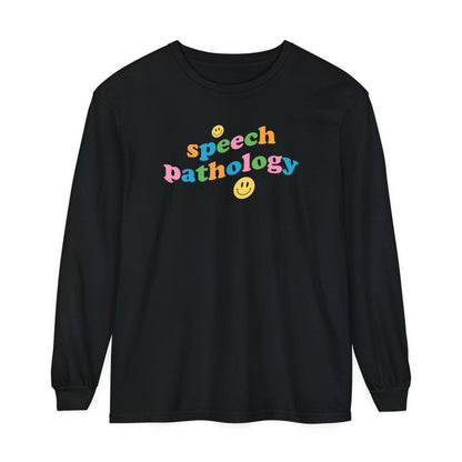 Speech Pathology Wavy Long Sleeve Comfort Colors T-Shirt