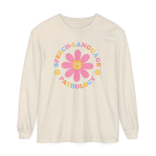 Speech Daisy Multicolored Long Sleeve Comfort Colors T-Shirt