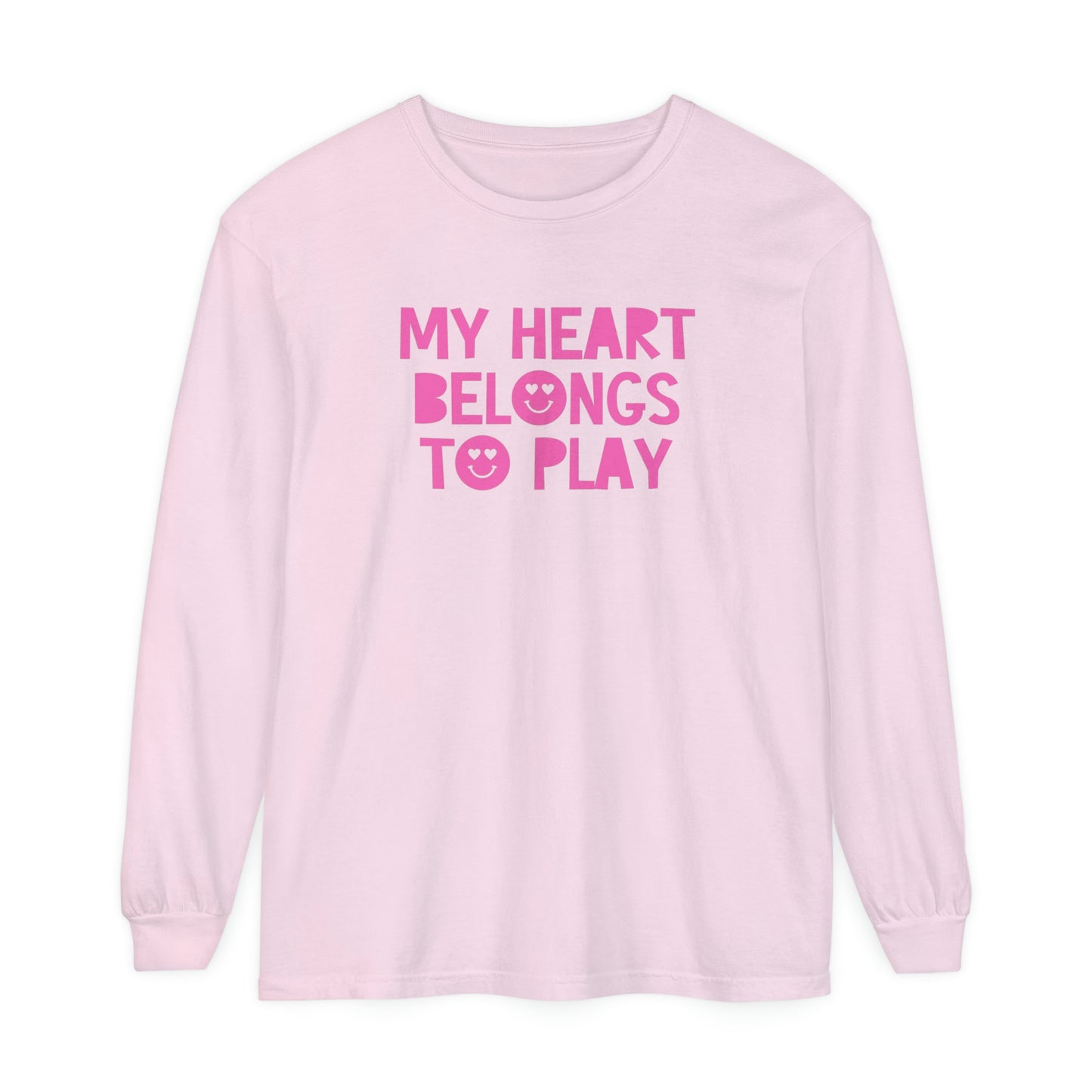 My Heart Belongs to Play Long Sleeve Comfort Colors T-Shirt