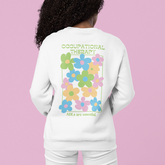 OT Bright Floral Crewneck Sweatshirt | Front and Back Design