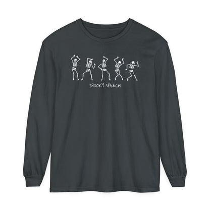Spooky Speech Skeletons Long Sleeve Comfort Colors T-Shirt
