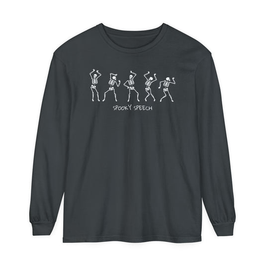Spooky Speech Skeletons Long Sleeve Comfort Colors T-Shirt