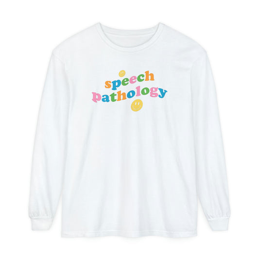 Speech Pathology Wavy Long Sleeve Comfort Colors T-Shirt