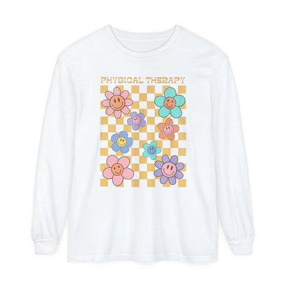 PT Distressed Retro Daisy Long Sleeve Comfort Colors T-Shirt