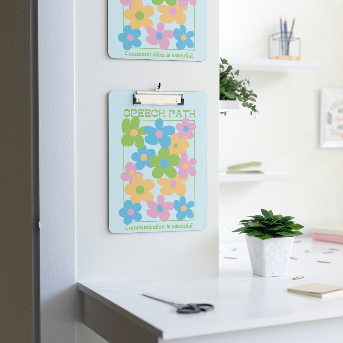 Speech Path Bright Flowers Clipboard