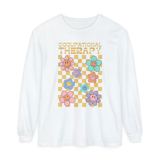 OT Distressed Retro Daisy Long Sleeve Comfort Colors T-shirt