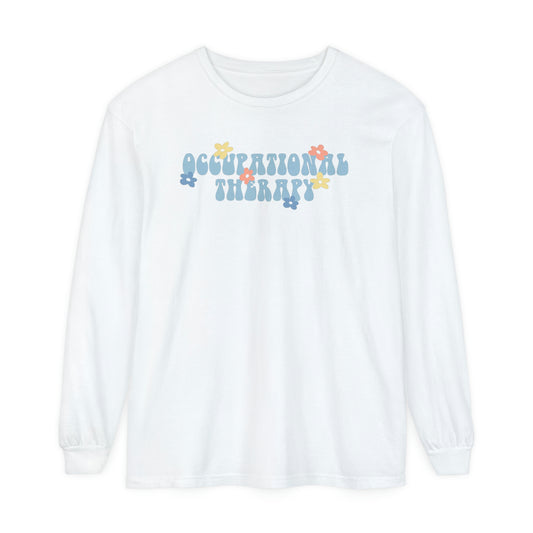 Occupational Therapy Retro Flower Long Sleeve Comfort Colors T-Shirt