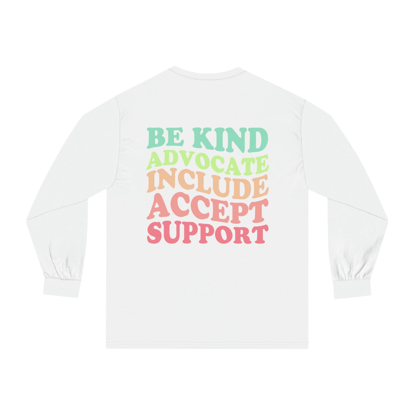 Inclusion Rainbow Long Sleeve T-Shirt | Front and Back Print